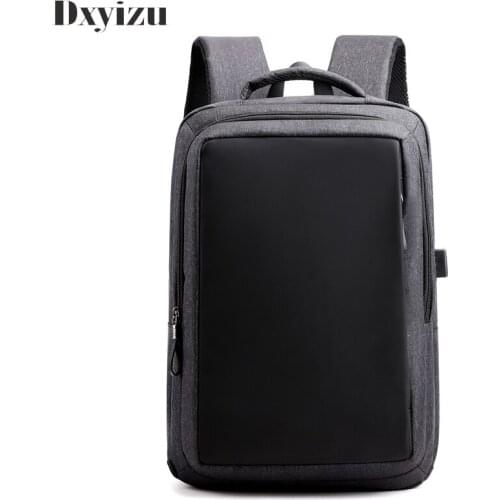 Solid Classic Leisure Laptop Backpack USB Charging Anti Theft Backpack Men Travel Backpack Waterproof School Bag Male Mochila