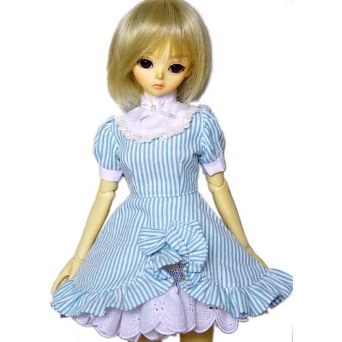 [wamami] 124# Stripes Blue Standing-Collar Dress 1/6 SD AOD DOD BJD Doll