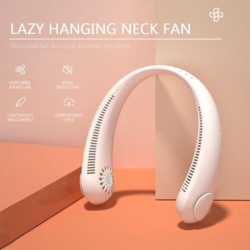 Portable Hanging Neck Fan Bladeless Fan Personal Wearable Neckband Leafless Fan USB Rechargeable Fan Mini Necklace Fan