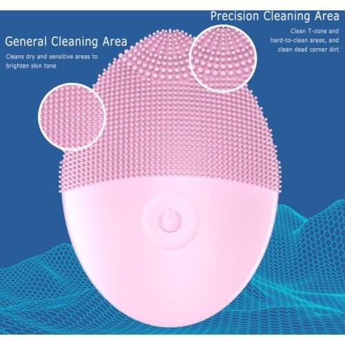 Silicone Electric Facial Cleansing Brush Ultrasonic Deep Clean Pores Face Brush Mini Washing Massager Face Brushes TSLM1
