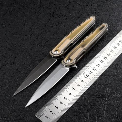 Portable D2 Blade G10 Sharp Handle Multifunctional Outdoor Camping Tactics Hunting Self-defense EDC Tool Fruit Folding Knife