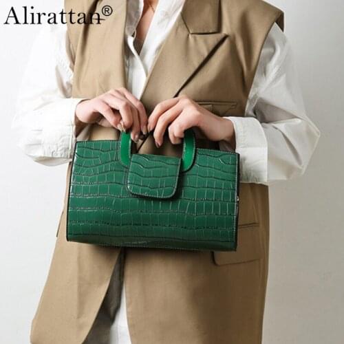 Alirattan PU Leather Crossbody Bag For Women 2021 Fashion Design Shoulder Handbag Luxury Crocodile Pattern Travel Shopping Bag