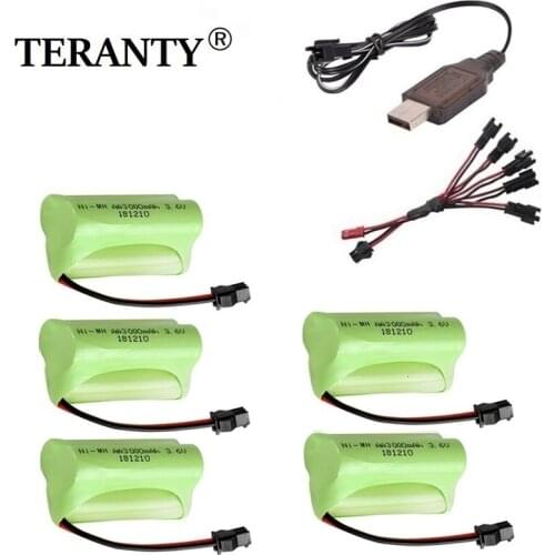 T Model ) Ni-MH 3.6v 3000mah Battery + USB Charger For Rc toys Car Tank Train Robot Boat Guns AA 3.6v Rechargeable Battery Pack
