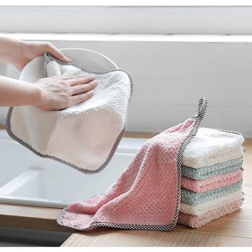 Kitchen Anti-grease wiping rags efficient Super Absorbent Coral Velvet Cleaning Cloth home washing dish kitchen Cleaning towel