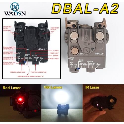 WADSN Tactical DBAL-A2 Red Dot Laser IR Illuminator Hunting Gun Mini DBAL PEQ Flashlight Laser Sight Weapon Light Fit Picatinny
