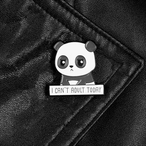 Cartoon animal pins brooches for women Black and white panda badge enamel pin backpack lapel pin hat Jackets Jewelry kid gifts