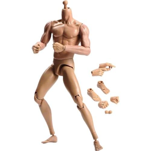 1/6 Male Figure Body Narrow Shoulders with Neck 12'' Flexible Doll Toy