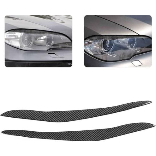 2pcs Carbon Fiber Headlight Eyebrow Exterior Decoration Fit for X5 E70 2007 2008 2009 2010 2011 2012 2013 Car-styling