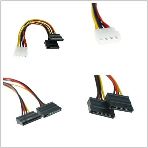 New 2pcs Y Splitter Hard Drive IDE Power Cables Cable Adapter 4 Pin To Serial 15 Pin SATA Power Cable Splitter