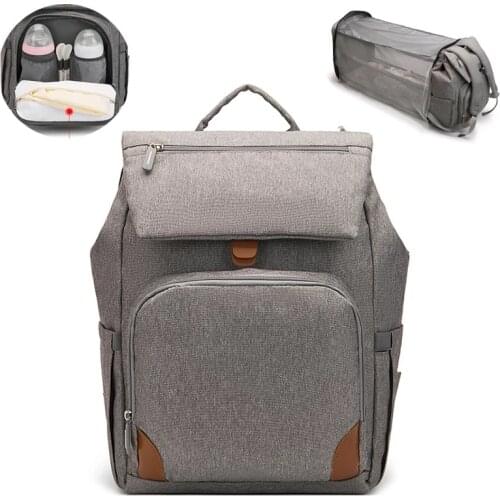 2in1Portable Mummy Oxford Maternity Bag Baby Nappy Backpack Folding Multifunctional Changing Pad Stroller Bed Bag with HooksA119