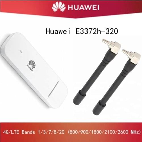 2020 New Unlocked Huawei E3372h-320 4G LTE 150 Mbps USB Dongle USB Stick 4G Modem with antennas Support 4G Bands 1/3/7/8/20