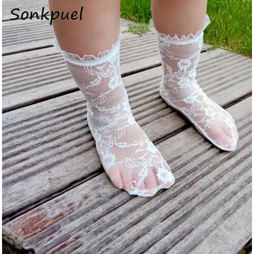 2021 Lace Baby Girls Socks Princess Baby Knee High Wedding Mesh Toddler Girls Socks Ruffle Floral LegWarmer Socks For Kids
