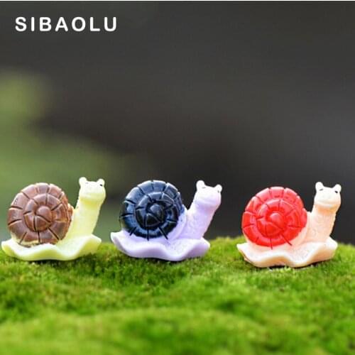3pcs/lot Snail Figurine Miniature Statue Decoration For mini fairy garden Micro Landscape Cartoon animal resin craft TNA081
