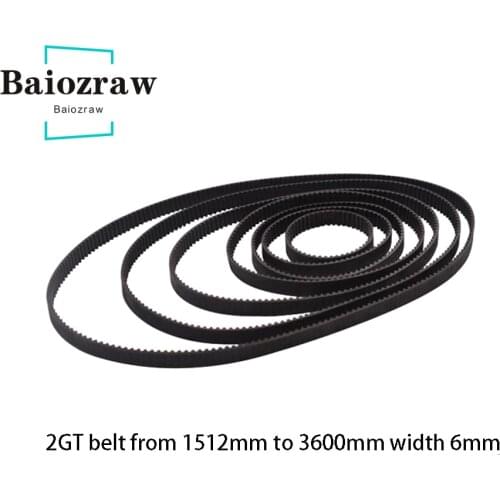 3D Printer Parts GT2 6mm Closed Loop Rubber Timing Belt 1512 1520 1524 1540 1600 2000 2500 3000 3230 3600mm 2GT 1pcs