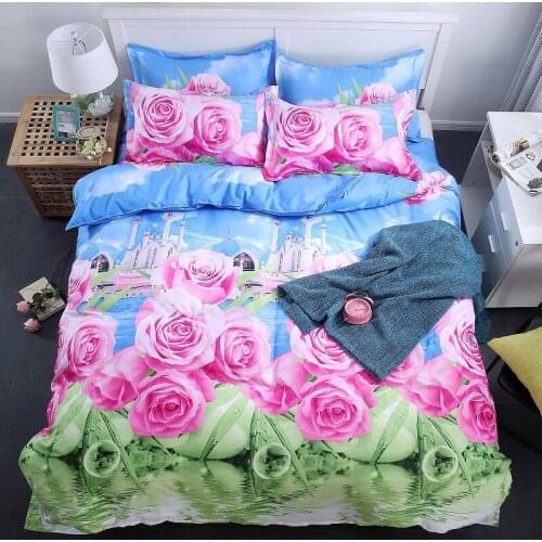 3d Wolf King Size 3/4pcs Bedding Set Duvet/doona Cover Bed Sheet Pillow Cases Bed Set Monroe Pink Rose Romantic Hot Sale