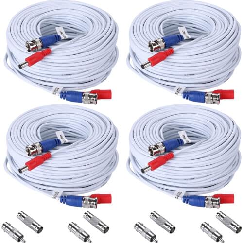 SANNCE 30M BNC+DC Plug Video Power Cable 100ft CCTV Cables For AHD Camera And DVR Surveillance System 4 Packs Wire Accessories
