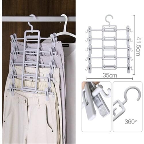 5-tier Multifunctional Pants Rack Rotatable Folding Trousers Shorts Organizer Hanger Non-slip Skirt Vest Underwear Hanger Hook