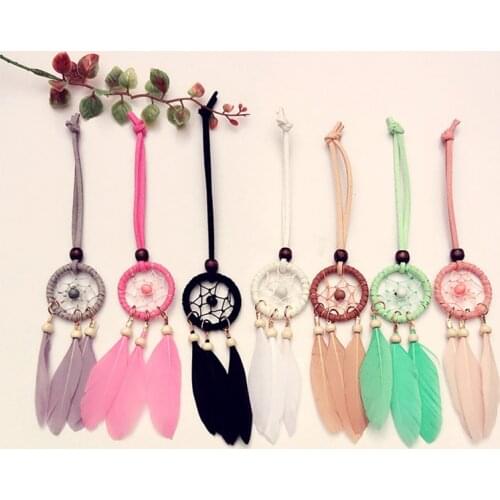 Car Pendant Accessories Interior 7pcs Set Mini Hanging Ornament Feather Pendant Car Mirror Dream Cathers Interior Decoration