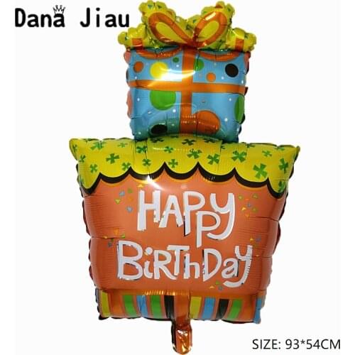 93*54cm Happy Birthday Party Big Gift Inflatable Aluminium Foil Balloons Balloons Cake Partys Decorations Kids Toy