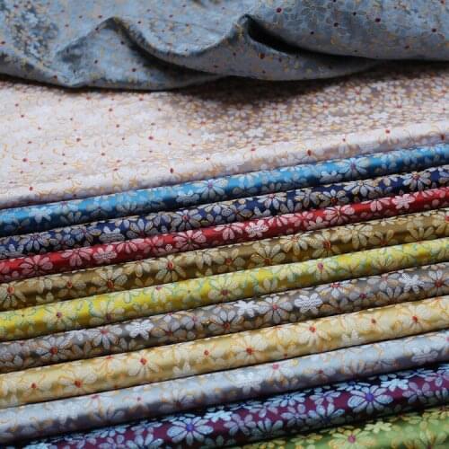 100X75cm Satin Damask Jacquard Brocade Small Flower Fabric For Cheongsam Dress Kimono Costume Faux Silk Clothes Material Diy