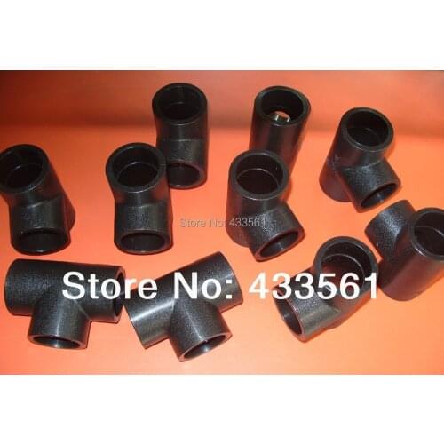 Free shipping STD ISO4427/GB 13663.2-2005 PE socket fusion connector Equal Tee DN20-DN110 for water Mine Natural gas pipeline