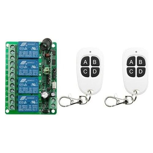 DC12V 4CH 10A RF Wireless Remote Control Switch System teleswitch 1 transmitter & 2 receiver relay Receiver Smart Home Switch