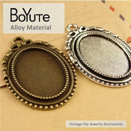 BoYuTe (30 Pieces/Lot) 25*18MM Cabochon Base Vintage Accessories Parts Antique Bronze Silver Western Style Pendant Setting Base