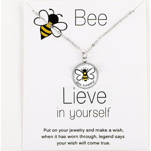 Bee Happy Honeybee Chain Necklaces Best Friends Women Girls Jewelry Party Friendship Christmas Gift Drop Shipping