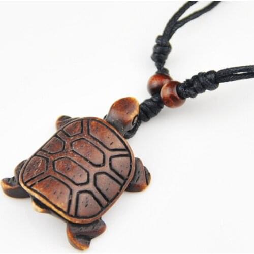Cool Boy Mens Hand Carved Imitaton Bone Sea Turtle Pendant Lucky Necklace Gift MN145