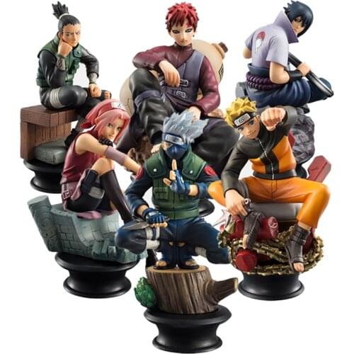 Mandai Anime Naruto Figurine Model 7CM SASUKE GAARA Kakashi Haruno Sakura Action Figures Statue Collectible Toys
