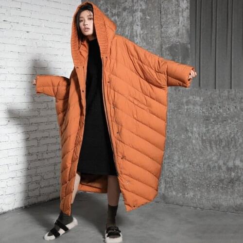 IRINAY205 New Arrival 2020 casual warm thick hooded x long winter coat cloak oversize white duck down jacket women