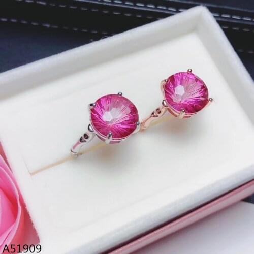 KJJEAXCMY boutique jewelry 925 sterling silver inlaid natural powder topaz gemstone female ring support detection of new luxury