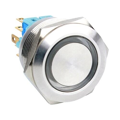 25mm stainless steel ring led light illuminated momentary push button switch IP67 waterproof pin terminal big switch