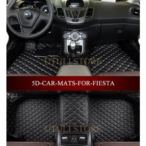 Leather Car floor mats for Ford Fiesta 4Door/5Door Hatchback/Sedan 5D waterproof custom fit car liners foot mats