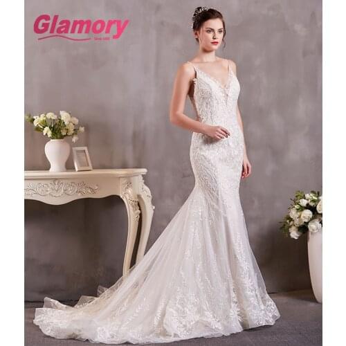Hot Selling 2020 Lace Fabric Wedding Dress In Fish Style For Wholesales