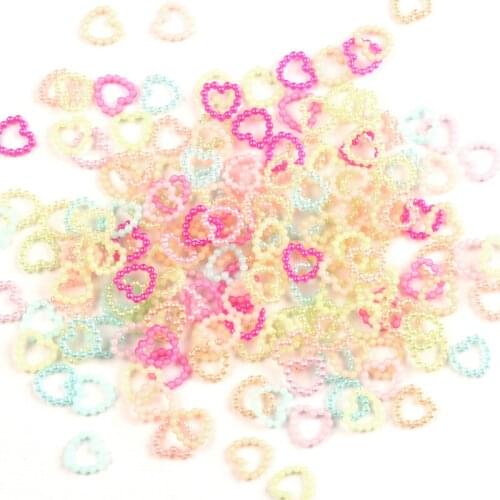 LF 200Pcs Mixed 10x10mm Heart Pearl Decoration Craft Flatback Cabochon Embellishments For Scrapbooking Diy Accessories