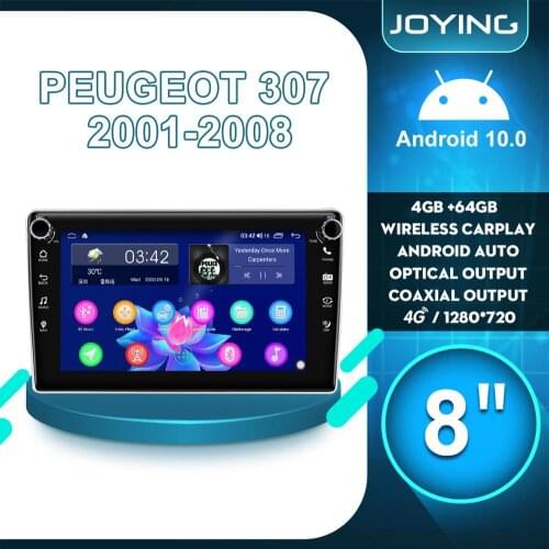 8"Autoradio Android 10 Car Radio Stereo 4GB 64GB GPS Navigation For Peugeot 307 2001 2008 Multimedia Player Carplay DVR Camera