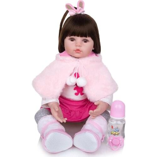 60 cm Soft Silicone Realistic Baby Dolls Fashion Princess Girl bebe Doll Baby Rerbon Bonecas Kid Birthday Gifts Early Education