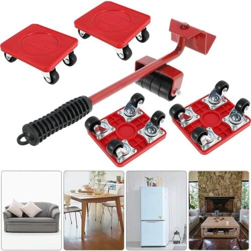 Dropshipping Furniture Mover Set Furniture Mover Tool Transport Lifter Heavy Stuffs Moving Wheel Roller Bar Hand Tools 5 Pcs Set