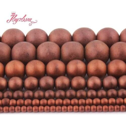 2/3/4/6/8/10MM Natural Brown Hematite Frosted Round Beads Stone Beads Loose For DIY Necklace Bracelet Jewelry Making Strand 15"
