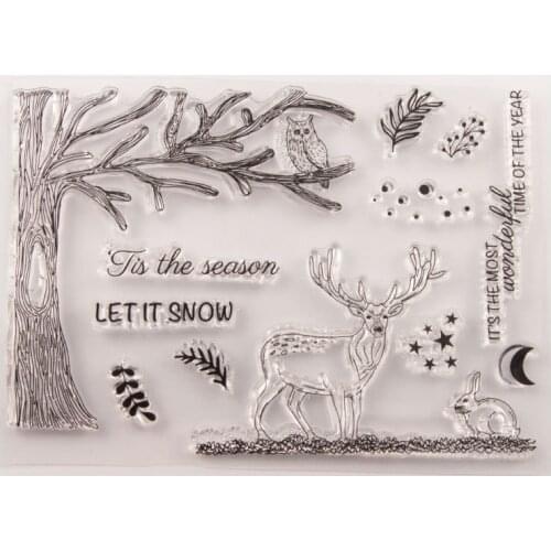 New Year Christmas Rubber Stamp Elk Silicon Clear Stamps for Scrapbooking Transparent Rubber Seal Stamp for Card Making