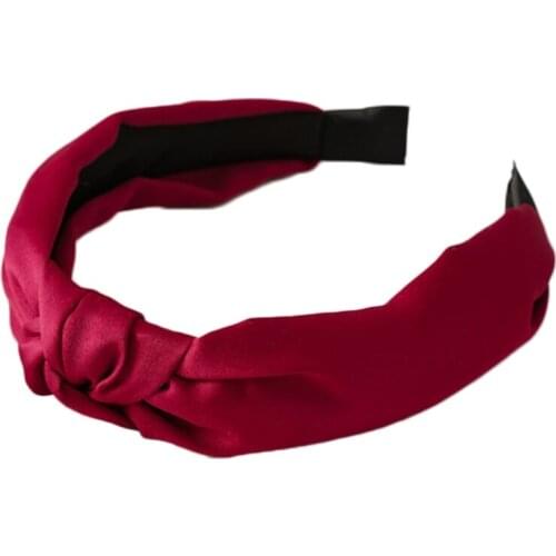 Q1FA Satin Cross Knot Headband Wide Turban Hair Hoop Solid Color Twist Turban Vintage Hairband Hair Accessories for Girls