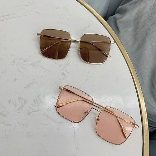 New Driver Goggles Women Vintage Oversized Glasses Square Shades Metal Frame Womens Sunglasses Lady Eyeglass Ocean Lens Glasses