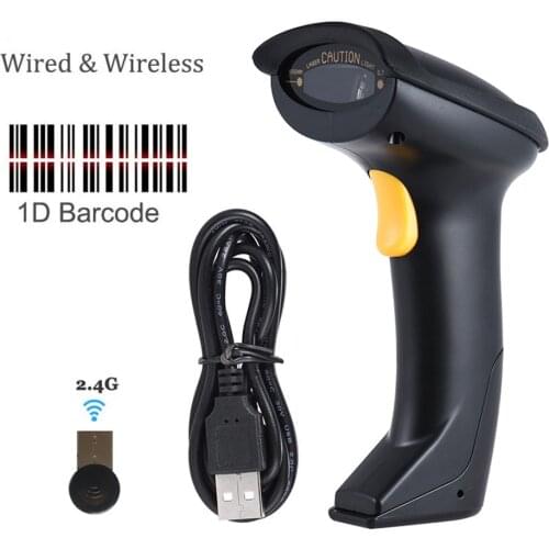 Handheld Wirelress&Wired 1D laser Barcode Scanner Bar Code Reader USB Scan 1D Barcode Scaner High Sensitivity Wireless Scanner
