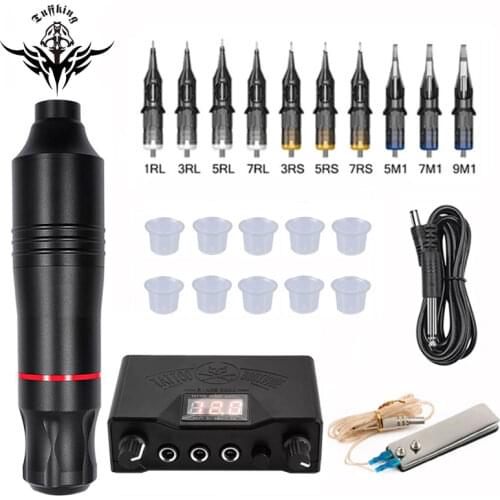 Complete Tattoo Machine Kit Professional Rotary Pen Set Tattoo Cartridge Needles For Permanent Makeup Eyebrow Tattoo Body Artist