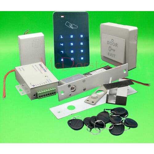 DIY Touch Keypad Access Control Complete 125khz Rfid Door Access control system Electric Bolt Lock Glass door Lock System
