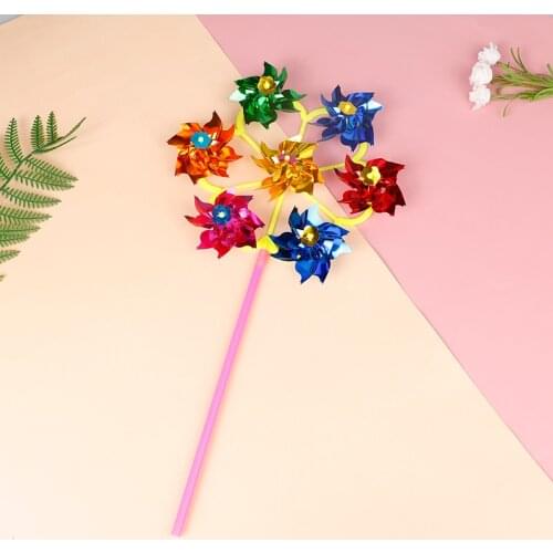 Colorful DIY Sequins Windmill Wind Spinner Home Garden Yard Decoration Kids Toys