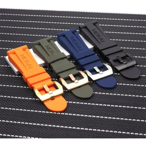 A variety of color watchband soft Rubber Silicone Watch Band fit for Panerai strap belt Pin buckle for PAM111 441 logo tools