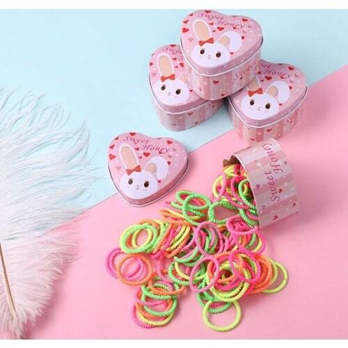 1 Box Girls Women Rubber Hair Bands, Hair Accessories, Scrunchie, Headdress with Barrettes