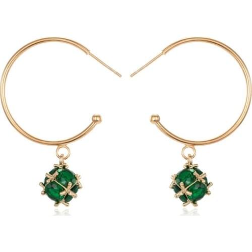 Dayoff 1Pair Korea Crystal Big Hoop Earrings For Women Ladies Delicated Unique Square Zircon Pendant Stud Earrings Jewelry E656
